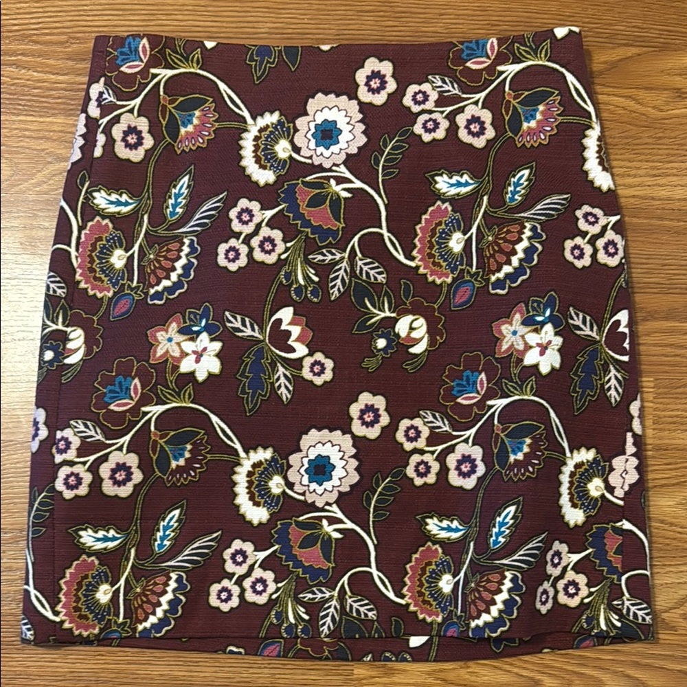 NWT LOFT Burgundy Embellished Mini Pencil Skirt